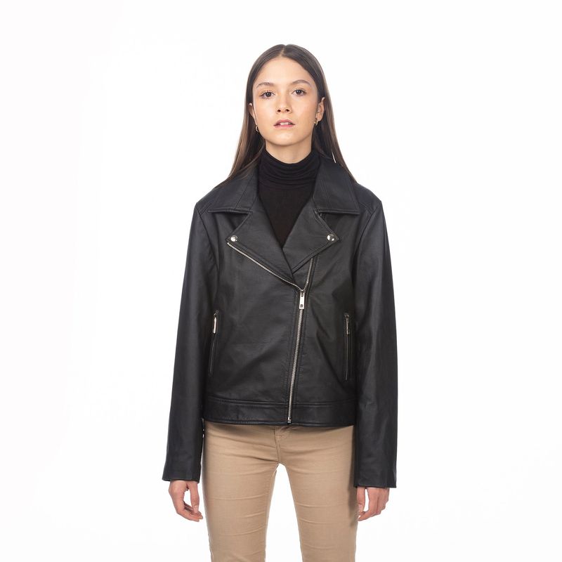 CHAQUETA BIKER MUJER NEGRO